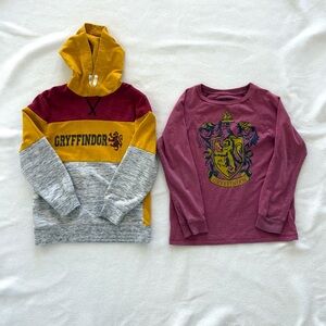 Size Small (6-7) lot of two Harry Potter shirts, long sleeve Gryffindor shirts